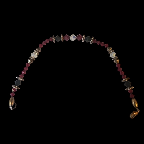 Aurora Borealis and Ruby Swarovski Crystal Bracelet with Gold Spacer Beads - Picture 5 of 6